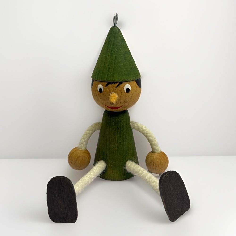 Mastro Geppetto Pinocchio Doll 7" Italy‎ Handmade Wooden Toy Ornament Christmas